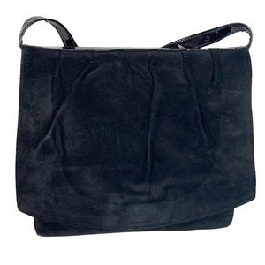 Vintage 70’s 80’s Charles Jourdan Suede Patent Leather Shoulder Bag Purse Black